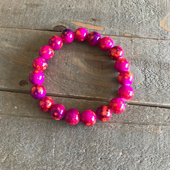 handmade Jewelry - Handmade Bright Orange and Pink Bracelet